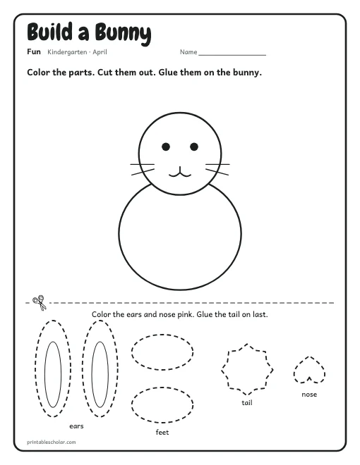 Build a Bunny: kindergarten worksheet preview