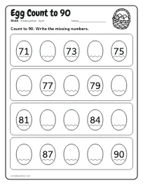 Egg Count to 90 worksheet