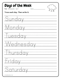 Days of the Week worksheet