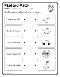 Read and Match worksheet