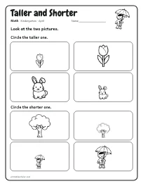 Taller and Shorter worksheet