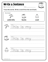 Write a Sentence worksheet