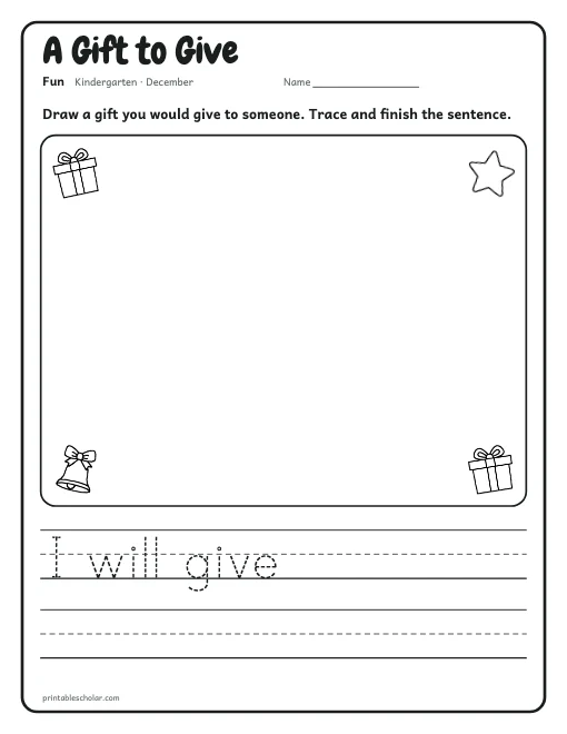 A Gift to Give: kindergarten worksheet preview