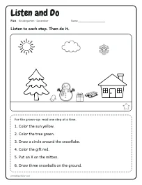 Listen and Do worksheet
