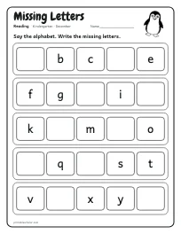 Missing Letters worksheet