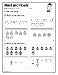 More and Fewer worksheet