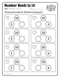 Number Bonds to 10 worksheet