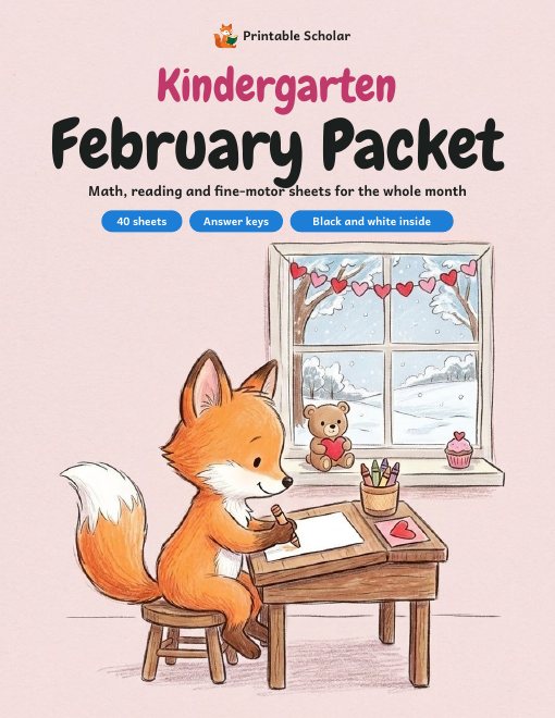 Kindergarten February Packet cover