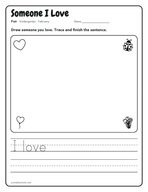 Someone I Love: kindergarten worksheet preview