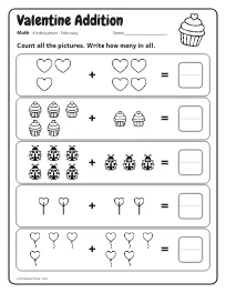 Valentine Addition worksheet