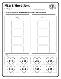 Heart Word Sort worksheet