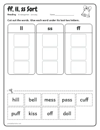 ff, ll, ss Sort worksheet