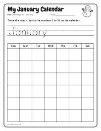 My January Calendar worksheet
