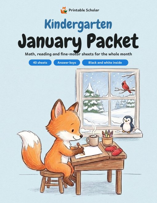 Kindergarten January Packet cover