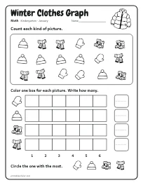 Winter Clothes Graph worksheet