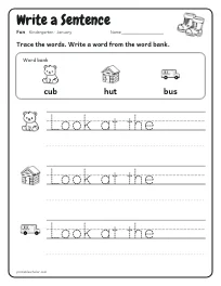 Write a Sentence worksheet