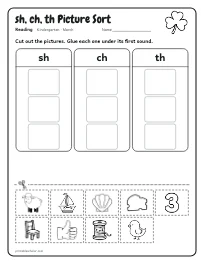 sh, ch, th Picture Sort worksheet