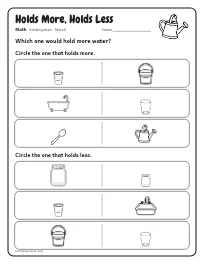 Holds More, Holds Less worksheet