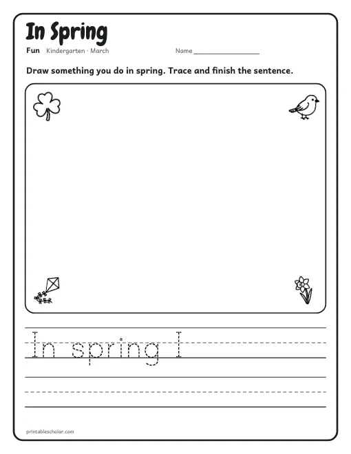 In Spring: kindergarten worksheet preview