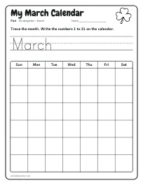My March Calendar worksheet
