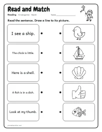 Read and Match worksheet
