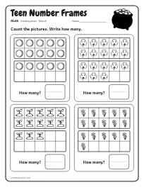 Teen Number Frames worksheet