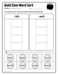 Gold Coin Word Sort worksheet