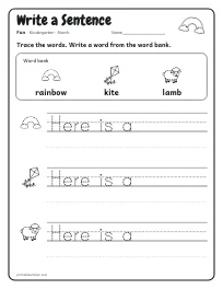 Write a Sentence worksheet