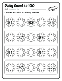 Daisy Count to 100 worksheet