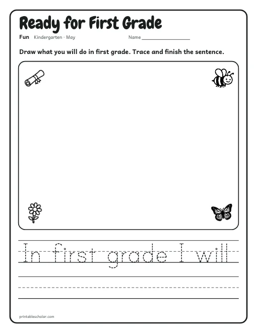 Ready for First Grade: kindergarten worksheet preview