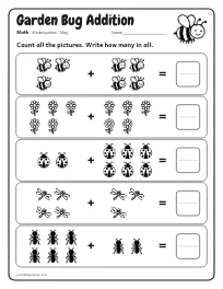 Garden Bug Addition worksheet