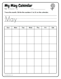 My May Calendar worksheet