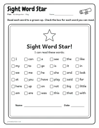 Sight Word Star worksheet