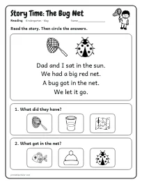 Story Time: The Bug Net worksheet