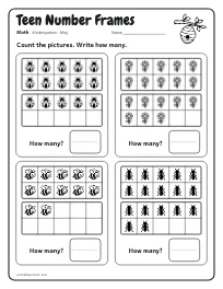 Teen Number Frames worksheet
