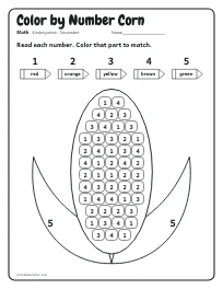 Color by Number Corn worksheet
