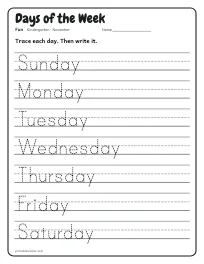 Days of the Week worksheet