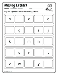 Missing Letters worksheet
