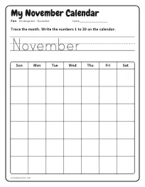 My November Calendar worksheet
