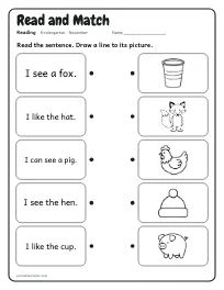 Read and Match worksheet