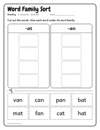 Word Family Sort worksheet