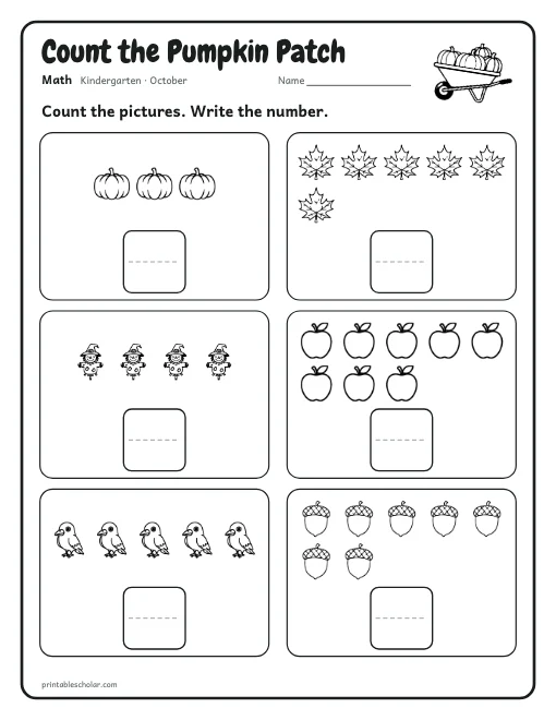 Pumpkin Math Kinder Kindergarten October Worksheets: Free Printables and Packet (PDF ...