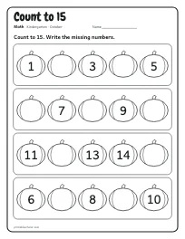 Count to 15 worksheet
