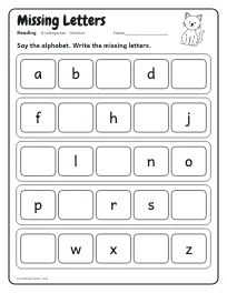 Missing Letters worksheet