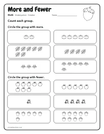 More and Fewer worksheet