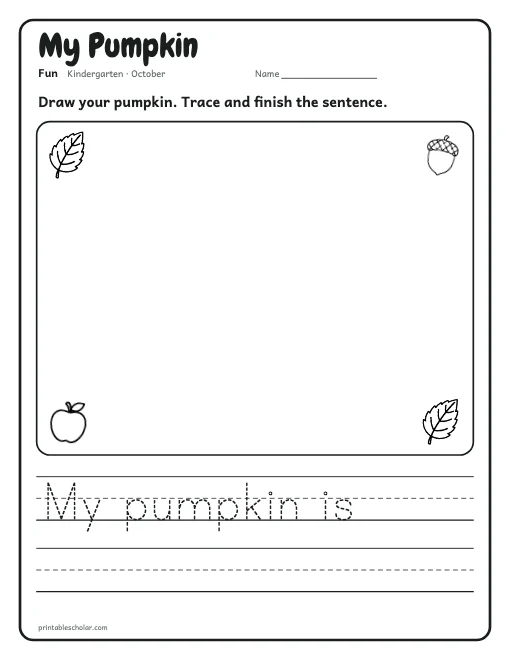 My Pumpkin: kindergarten worksheet preview