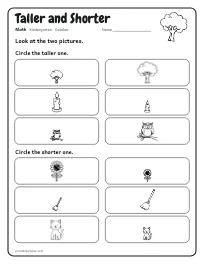 Taller and Shorter worksheet