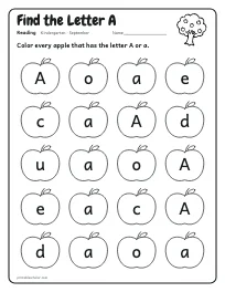 Find the Letter A worksheet