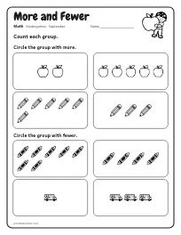 More and Fewer worksheet