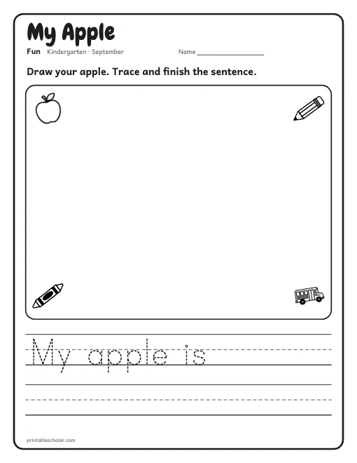 My Apple: kindergarten worksheet preview